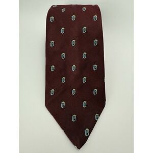 The Custom Shop Shirt Makers Men's Club Tie Extra Long (62) Wine W/Shield EUC